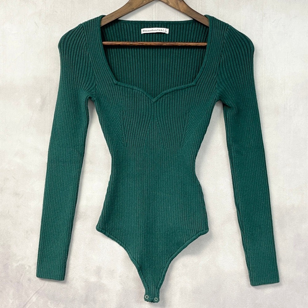 Abercrombie Fitch Womens Rib Knit Bodysuit Size S Sweetheart Going Out Ballet